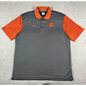 Clemson Tigers Shirt Mens XL Gray Nike Polo Dri-Fit NCAA Performance Golf